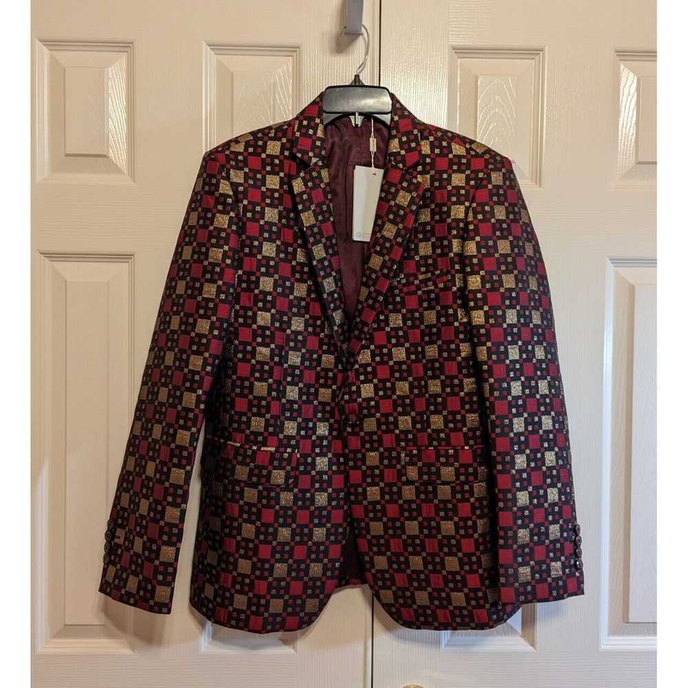 MOGU Blazer Mens 36 Plaid Print Classic Fashion Sport Caots Jacket